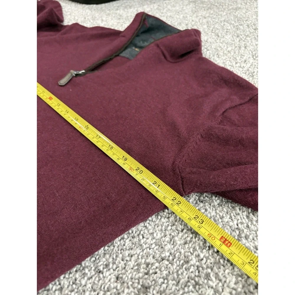 Orvis Mens Burgundy 100% Merino Wool Quarter Zip Pullover Sweater Large‎
